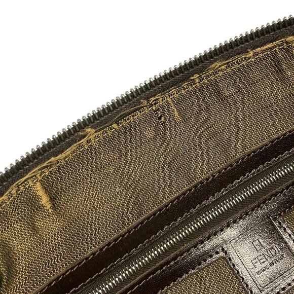 Auth FENDI Brown Dark Brown Jacquard Leather Handbag - Picture 7 of 12